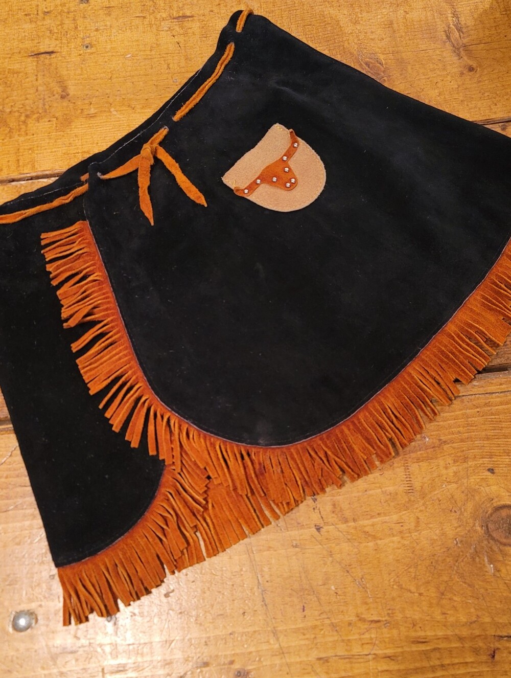 Suede Fringe Mini Skirt